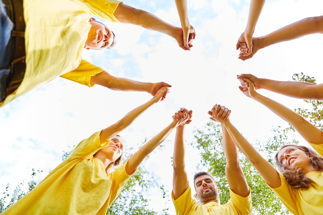 Start-up Team Does an Exercise for Team Spirit
